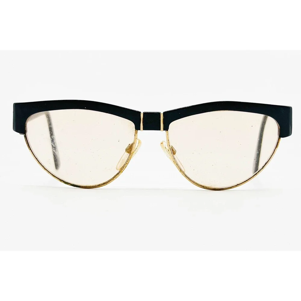 Silhouette Eyeglasses Womens Black Gold V 6055 M 8018 Cat Eye 57 15 135